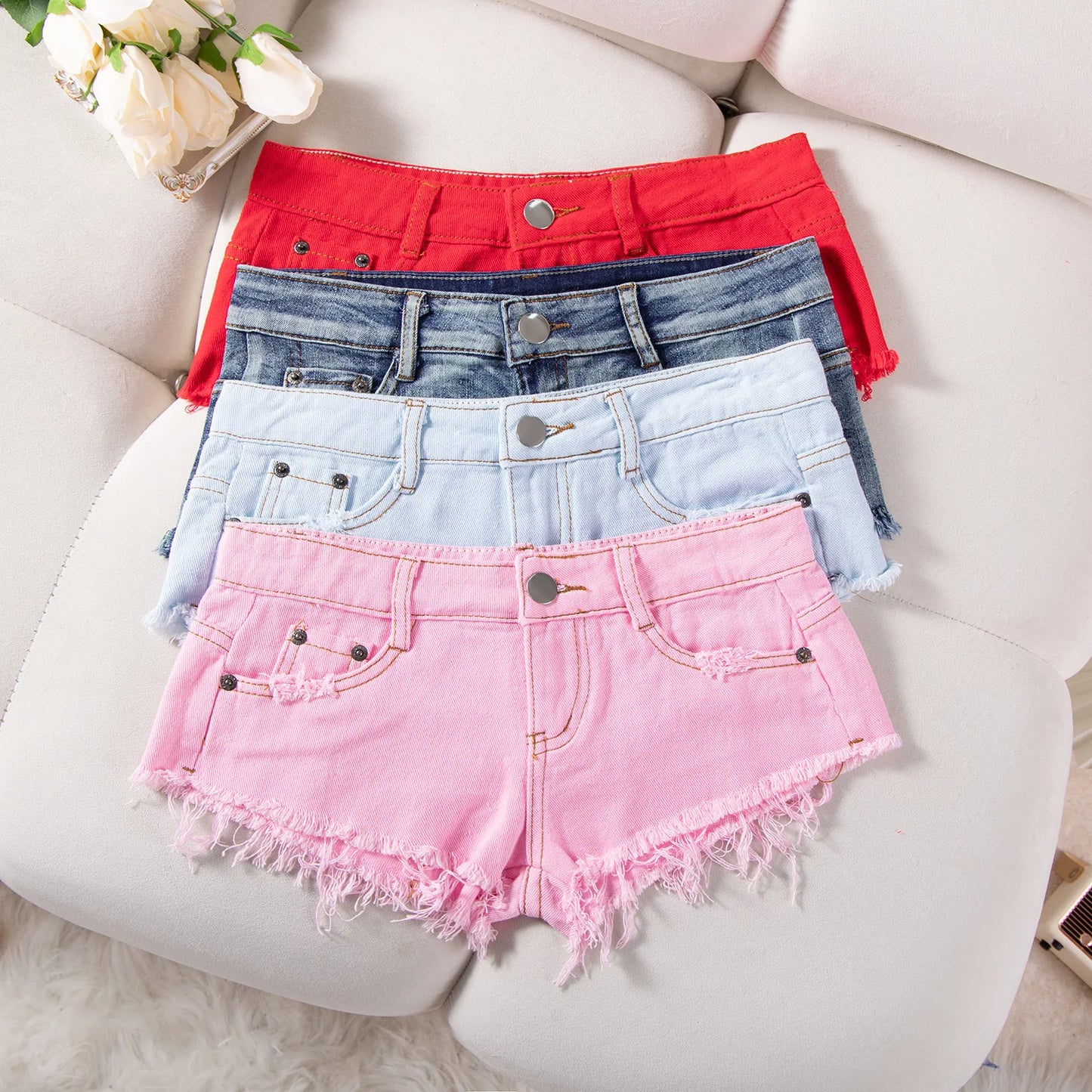 25# Summer Fashion Low-Waist Ripped Denim Shorts — Sexy Hot Pants & Booty Jeans for Women