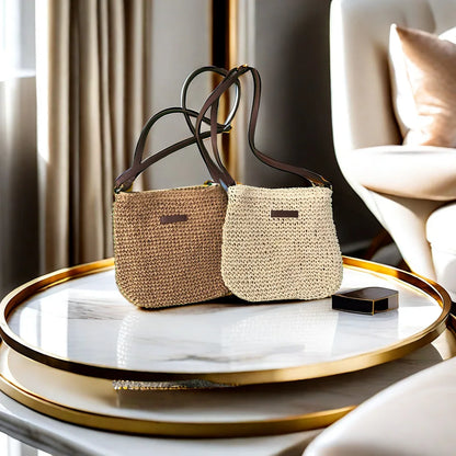 Women’s Straw Woven Crossbody Bag - Fashionable Beach Shoulder Bag for Summer Travel & Casual Style