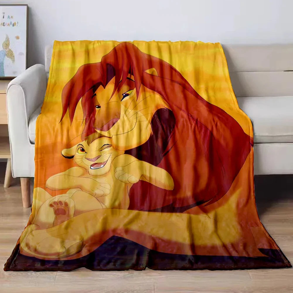 Lion King Simba Cartoon Flannel Blanket – Soft Cozy Throw for Sofa, Bed, Car, Camping, Travel & Kids Gift