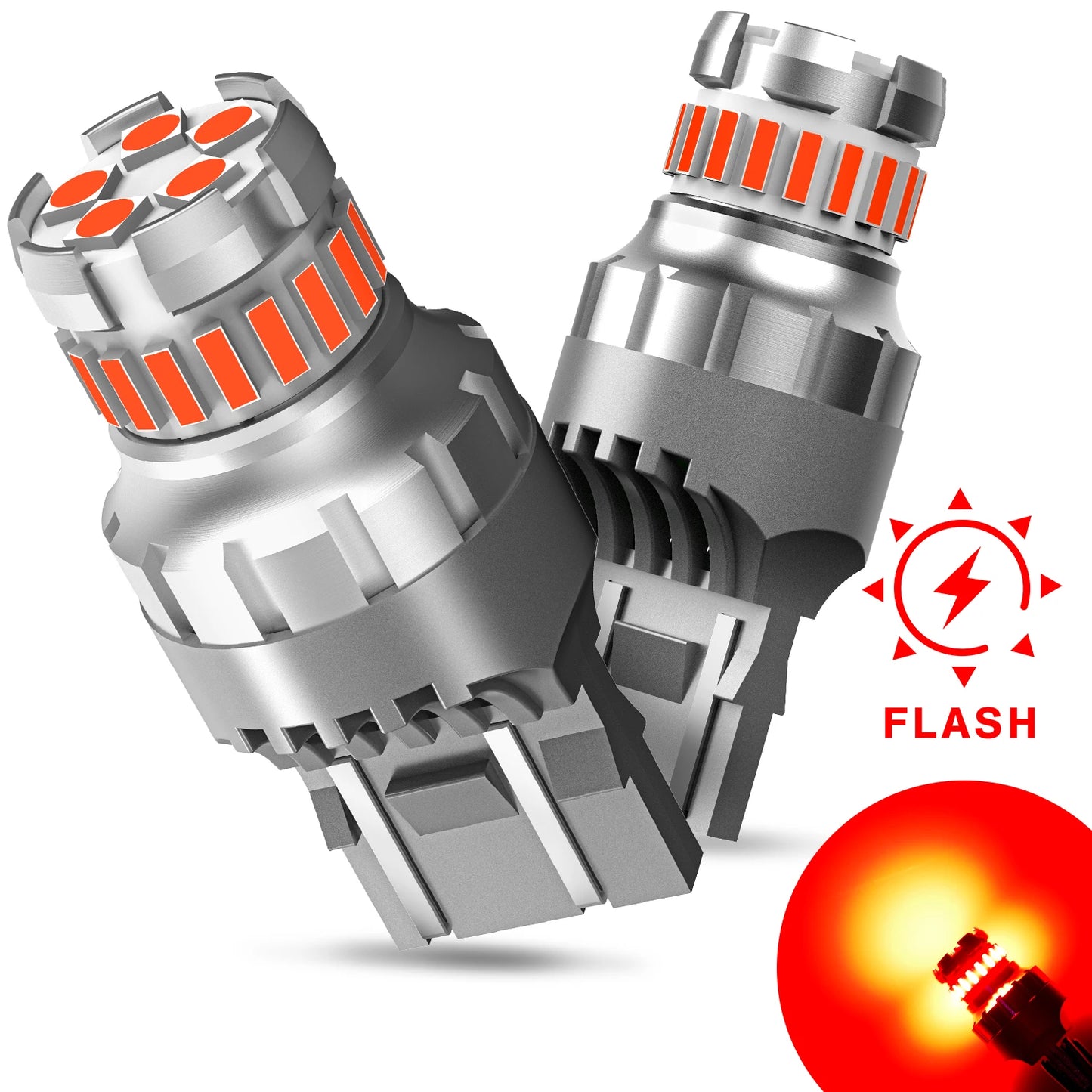 AUXITO 2PCS T20 7443 LED Bulbs – No Error Red & White Brake, Backup, Reverse, DRL Parking Lights