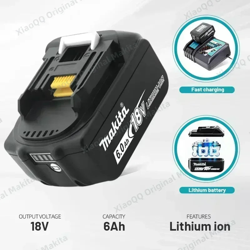 Genuine Makita 18V Battery – 6Ah/5Ah/3Ah Rechargeable for Drill DGA404, DDF487, DTW700, DTD173, HR410D, DJV182, LXT400