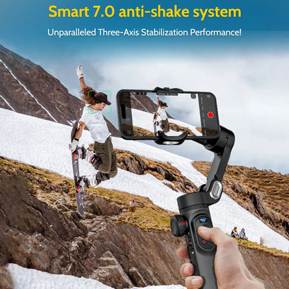 AOCHUAN Smart XPro 3-Axis Gimbal Stabilizer – Smartphone Video Stabilizer for iPhone & Android with Fill Light Effect