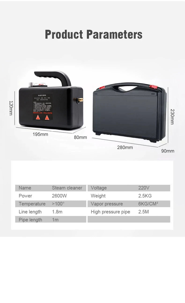 High-Temperature Home Steam Cleaner – Sterilization for Air Conditioning, Kitchen Hood & Car, 110V/220V