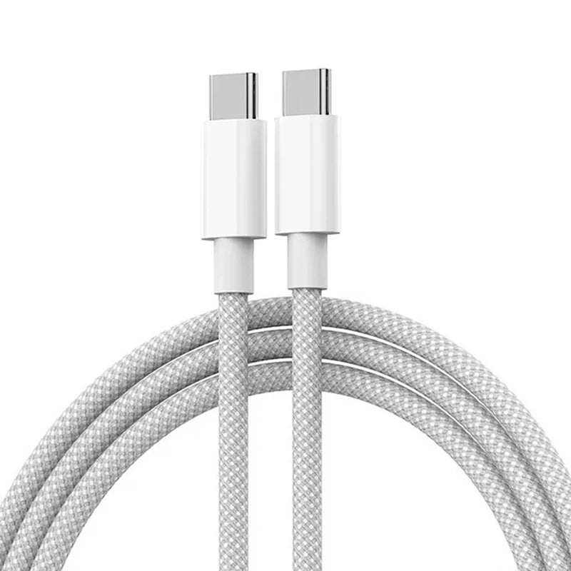 USB-C to USB-C Fast Charging Cable – 60W PD Braided Data & Charger Cable for iPhone 15, Android, Samsung, Huawei