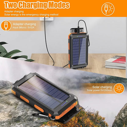 80000mAh Solar Power Bank – Portable External Battery Charger with LED Light for Smartphones