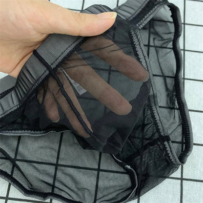 Ultra-Thin Transparent Mesh Men's Briefs - Quick-Dry See-Through Underwear Plus Size