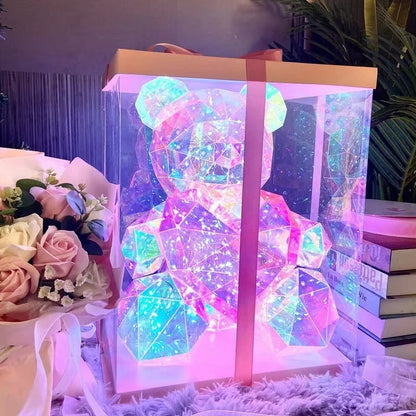30cm Teddy Bear LED Gift Lamp – Colorful Romantic Light for Girls’ Birthday & Valentine’s