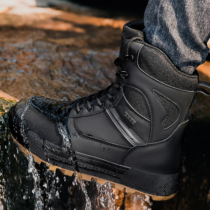 Men's Mountaineering Hiking Boots - Anti-Slip, Breathable High-Top Outdoor Training Shoes