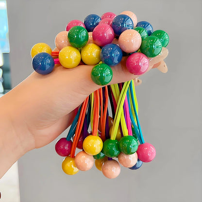 Candy Color Beaded Hair Ties for Girls - Cute Princess Elastic Ponytail Holders for Kids, Babies, and Colorful Everyday Hairstyles