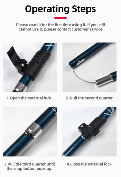 5-Section Foldable Trekking Pole – Portable Hiking Stick for Nordic, Elderly & Camping, Telescopic & Easy to Carry