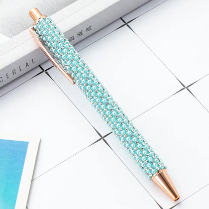 Lytwtw Pearl Rhinestone Ballpoint Pen – Luxury Rose Gold Metal Pen for Wedding, School & Office Supplies