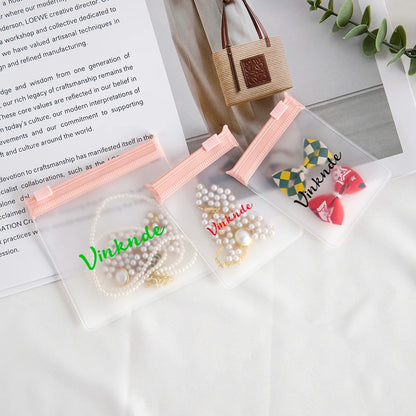 200PCS Bulk Jewelry Zipper Bags — Custom Frosted Transparent PVC Pouches for Necklaces, Earrings & Rings with Logo