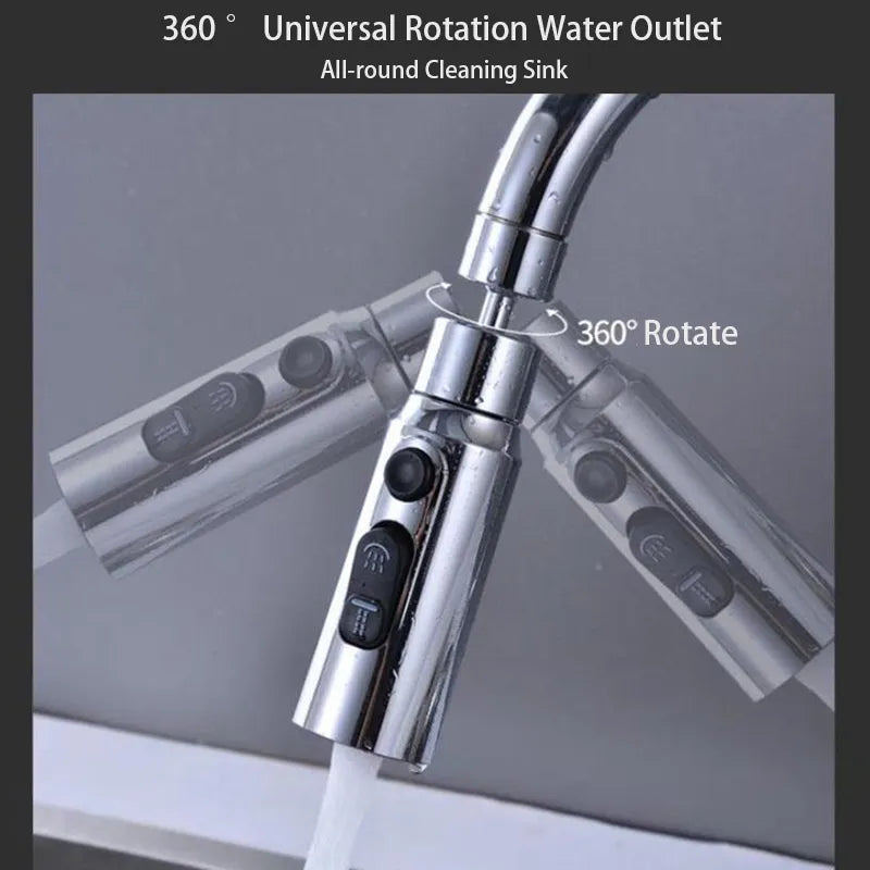 360° Universal Rotation Faucet Extender with Splash-Proof Aerator - 3 Modes Kitchen Sink Accessory + Universal Adapter