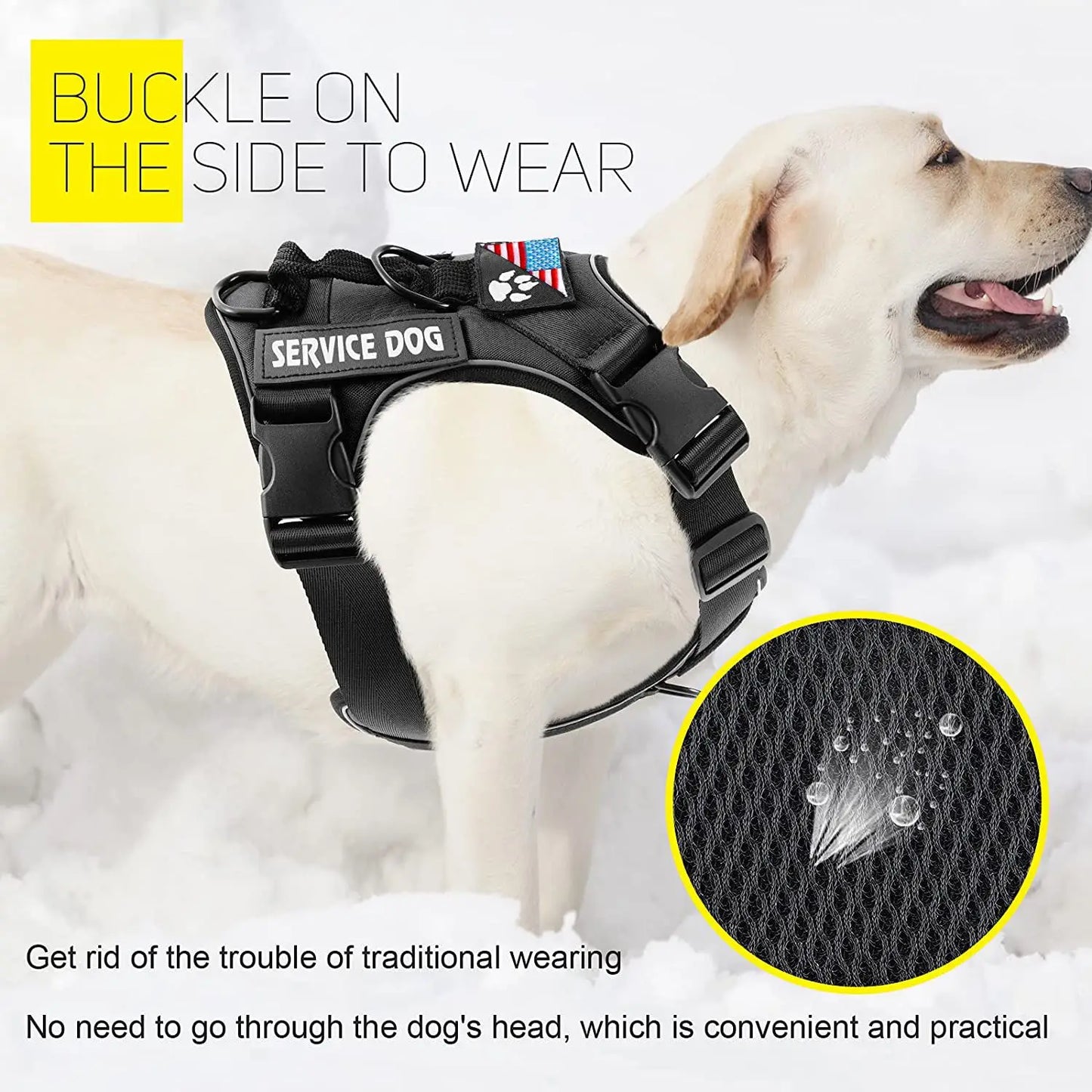 Reflective Service Dog Harness Vest with 5 Patches – Adjustable Soft Oxford Mesh Pet Harness