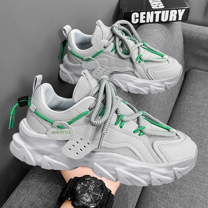 Men's Breathable Casual Sneakers - Thick Soled Soft Soles Tennis Shoes for Outdoor Running & Comfort