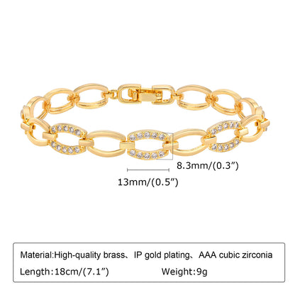 14K Gold Plated Paperclip Chain Bracelet with Cubic Zirconia Chunky Adjustable Link Jewelry for Women