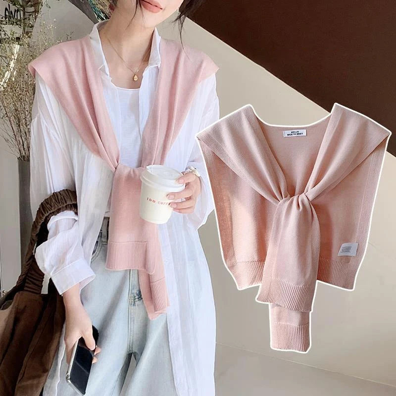 Lightweight Knitted Shawl for Women – Style Summer Cape with Fake Collar