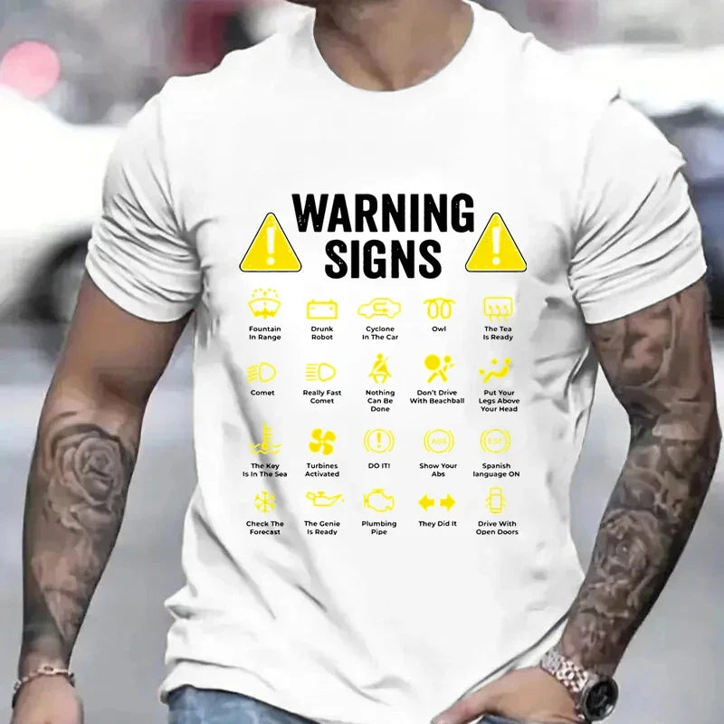 Funny Driving Warning T-Shirt - Men’s Auto Mechanic Graphic Tee for Summer Casual Style