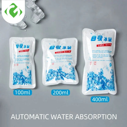 5PCS Reusable Gel Ice Bags — Automatic Water Absorption Insulated Ice Packs for Pain Relief, Cold Compress & Food Cooling