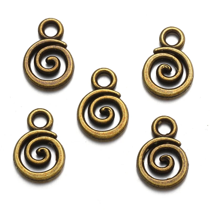 40pcs Swirl Alloy Charms - 6-Color Metal Pendants for DIY Handmade Jewelry Making & Accessories