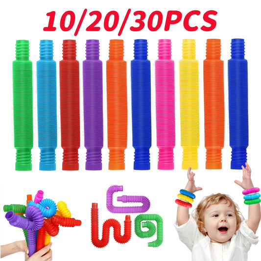 Colorful Pop Tubes Fidget Toys - Telescopic Sensory Stress Relief Toys for Kids & Adults