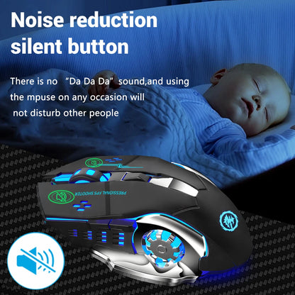 Rechargeable Wireless Gaming Mouse – Silent Bluetooth, USB, Mechanical E-Sports Backlight for PC Gamer