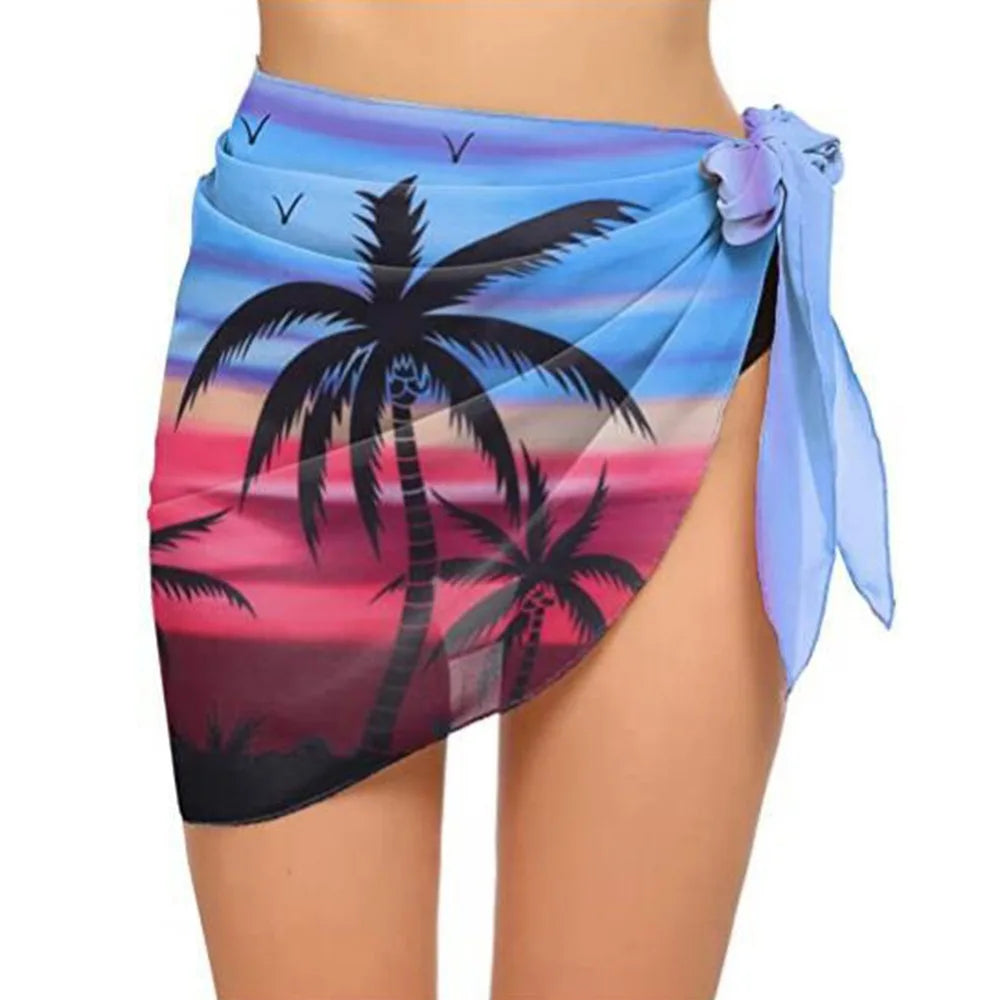 Summer Chiffon Sarong Skirt – Women’s Sheer Short Swimsuit Cover Up Beach Bikini Wrap Scarf