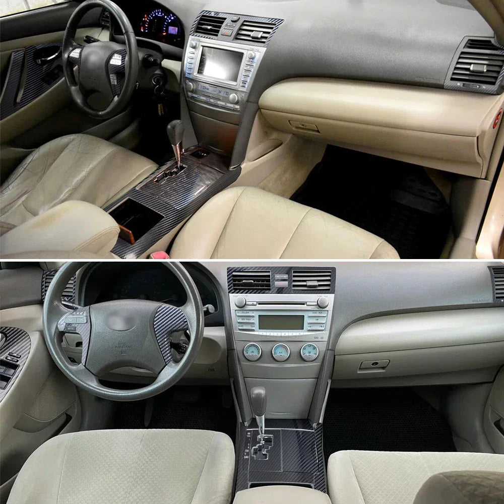 Toyota Camry Aurion XV40 2007-2011 Center Console Trim Decals - Carbon Fiber Interior Molding Sticker Set