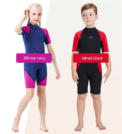 Children's 2mm/3mm Neoprene Wetsuit – One-Piece Long Sleeve Diving Suit for Cold Protection, Sunscreen, Surfing, Swimming & Snorkeling