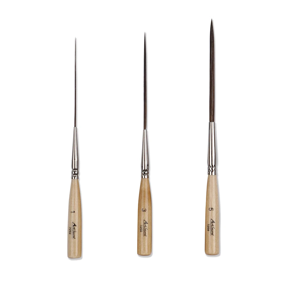 Artsecret Long Liner Detail Brushes – Premium Cattle Ear Hair Watercolor & Nail Art Striping Pens (0.8, 1.2, 2.8mm)