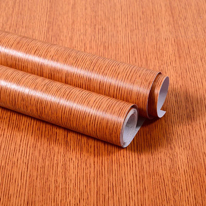 Self-Adhesive Waterproof Wood Grain Vinyl Wallpaper Roll – PVC Wall Sticker for Furniture Renovation & Bedroom Home Decor