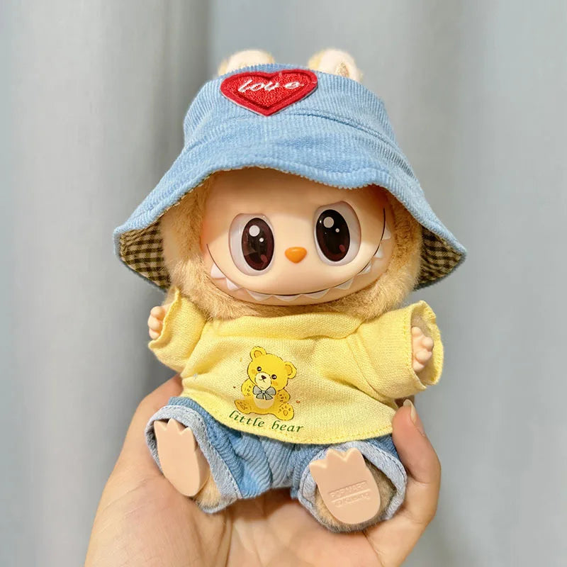 17cm Mini Plush Doll Clothes Set – Kpop EXO Labubu I & II Idol Dolls Sit Party Overalls, Clothing Gift