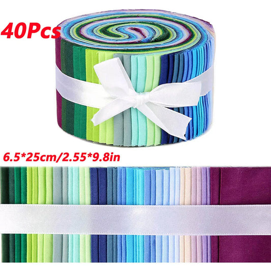 40Pcs Cotton Jelly Roll Fabric Strips - Quilting Patchwork Sewing DIY Craft Material for Handmade Projects