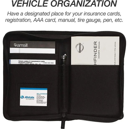 Nylon Car Registration & Insurance Holder – Driver's License Case, Credit Card & Auto Document Organizer for Glove Box
