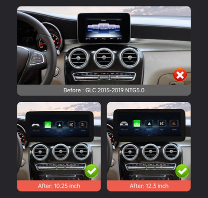 1920x720 Multimedia Touch Screen - Wireless CarPlay & Android Auto for Mercedes-Benz C Class W205, GLC, V Class W447 (2015-2018) NTG5.0