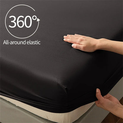 Soft Elastic Fitted Bedsheet with Deep Pocket Band – Twin/Full/Queen/King Size Bed Linen Cover (No Pillowcase)
