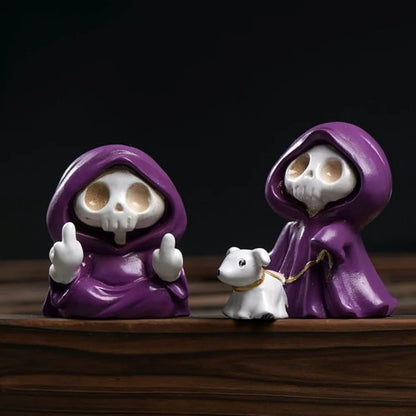 Grim Reaper Resin Figurine – Purple Cloak Ghost Statue for Halloween Home Decor, Party Gift, and Gothic Collectible, 1PC