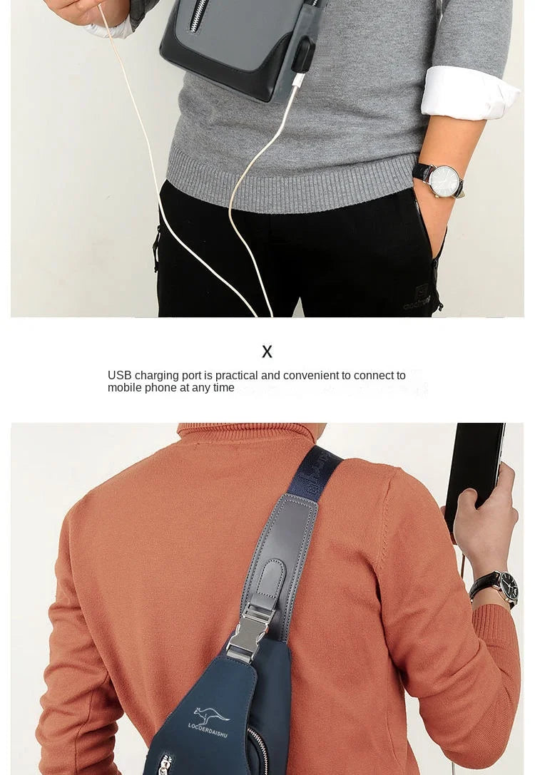 Men's Waterproof Oxford Chest Bag – Korean Style Casual Sport Crossbody Shoulder Messenger Bag