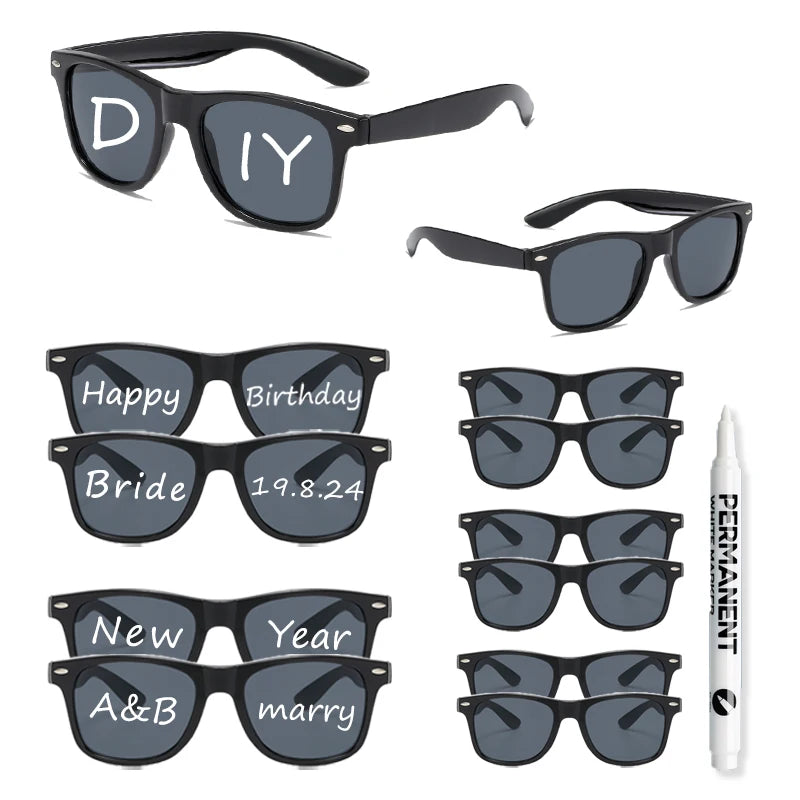 KAMMPT 12-Pair Candy Color Sunglasses Set – Fashion DIY Bride Decor Shades for Women, Festivals & Party Gifts