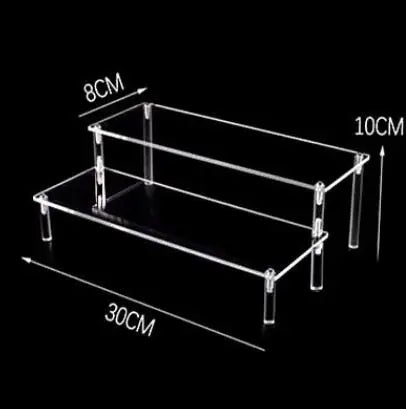 Acrylic Display Stand Rack - 1-4 Tier Transparent Trapezoid Organizer Shelf For Cupcakes, Perfume, Dolls & Collectibles
