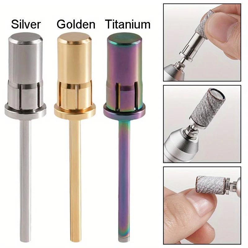 Nail Art Sanding Band Mandrel Bit - Titanium Grinding Head Shaft for Manicure and Pedicure Exfoliating Tools