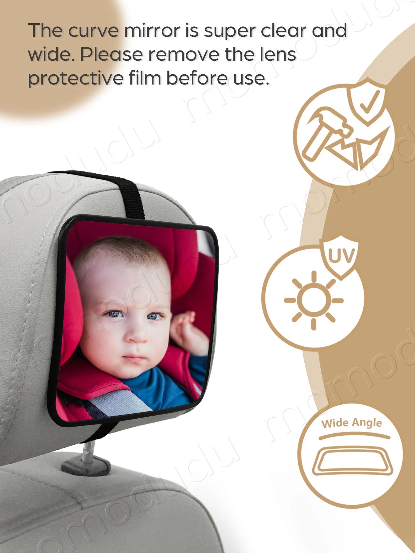 Shatterproof Baby Car Mirror - Crash Tested Rear Facing Infant Safety Mirror with Wide Clear View