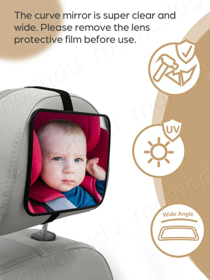 Shatterproof Baby Car Mirror - Crash Tested Rear Facing Infant Safety Mirror with Wide Clear View