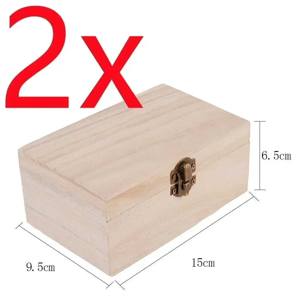 Wooden Jewelry Storage Box with Lid — Square Hinged Craft Box for DIY, Home Decor, and Mother's Day Gift
