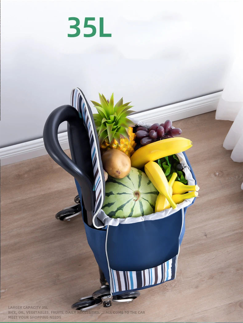 Lightweight Folding Grocery Shopping Trolley – Hand-Pull Cart for Household & Outdoor Travel