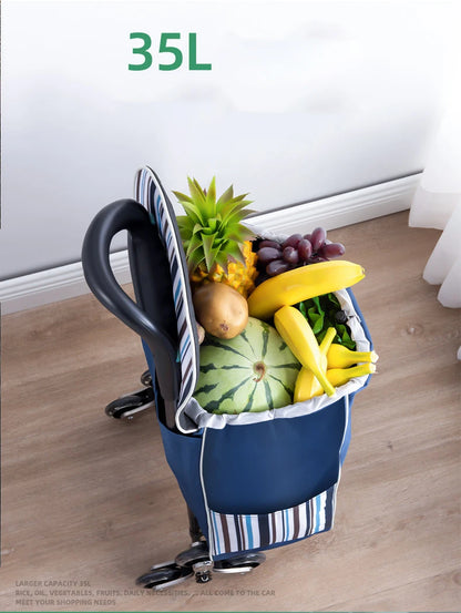 Lightweight Folding Grocery Shopping Trolley – Hand-Pull Cart for Household & Outdoor Travel