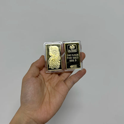 24K Gold Plated Copper Bar – 1g-100g Sealed Bullion Ingot, Non-Magnetic Golden Craft Gift
