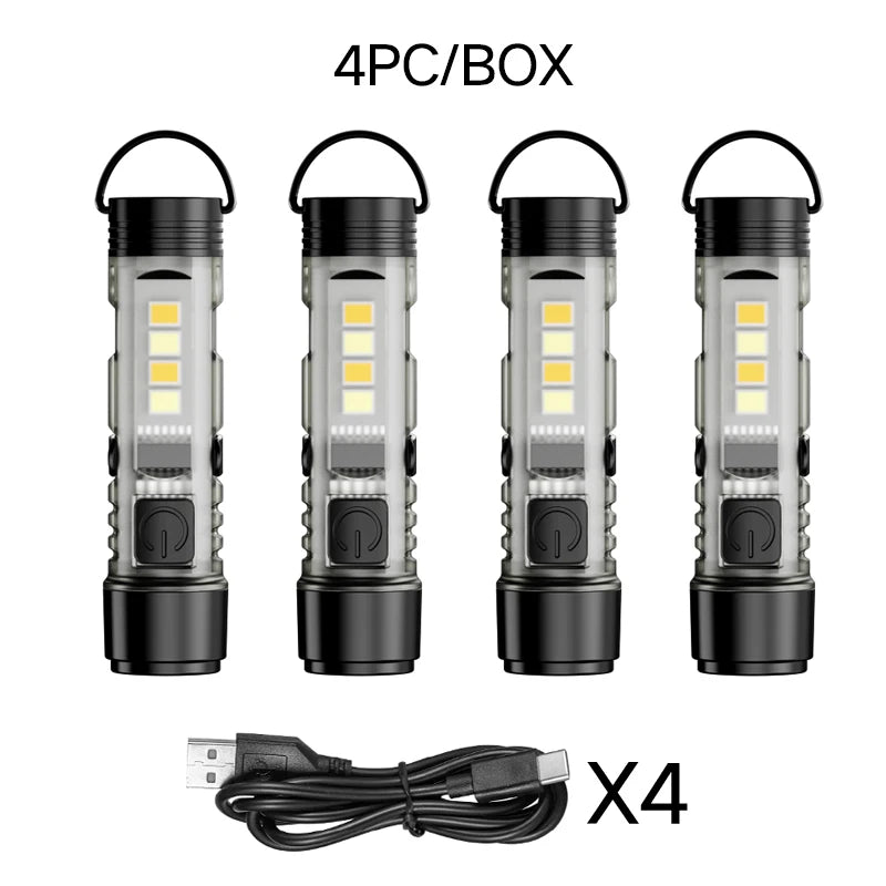 Mini USB Rechargeable LED Keychain Flashlight - Super Bright Magnetic Portable Light for Outdoor, Camping & Emergency Use