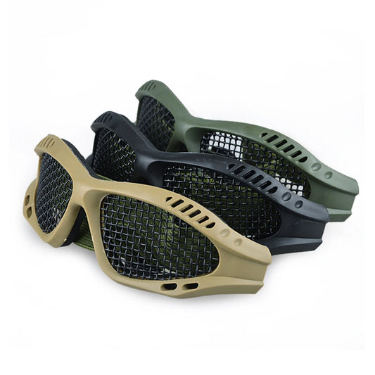 Outdoor Eye Protection Tactical Glasses - Comfortable Airsoft Safety Goggles with Anti-Fog Metal Mesh/PC Lens for Paintball and Hunting