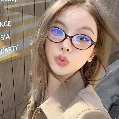 Y2K Retro Oval Frame Glasses for Women - Sweet & Cool Eyewear, Anti-Blue Light Reading & Computer Glasses